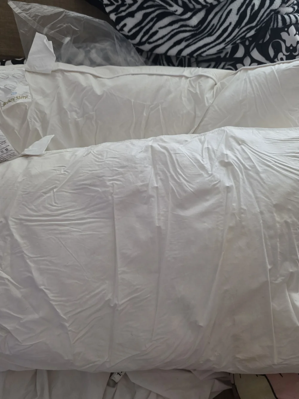 NEW- Beauty Sleep Down Feather 2 King Size Pillows
